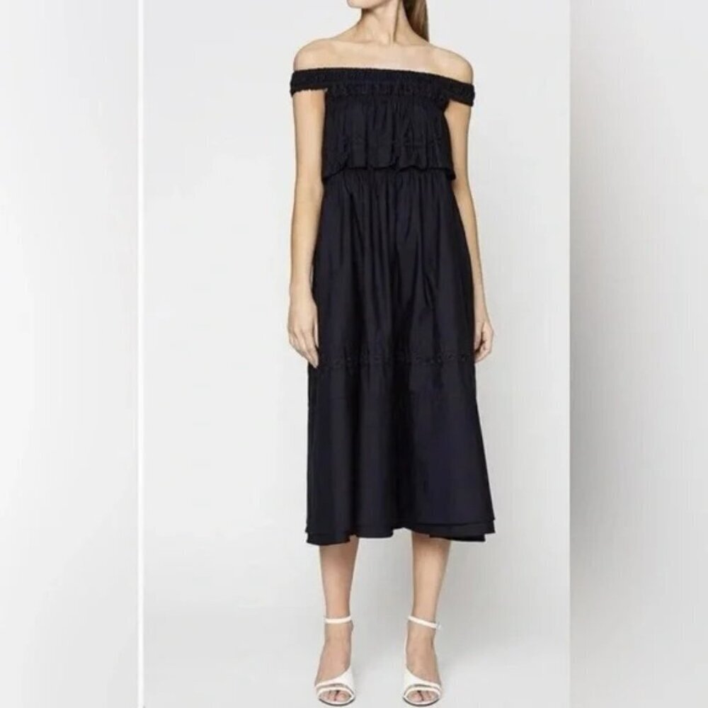 Scanlan Theodore Eyelet Navy Blue Dress Size S/M